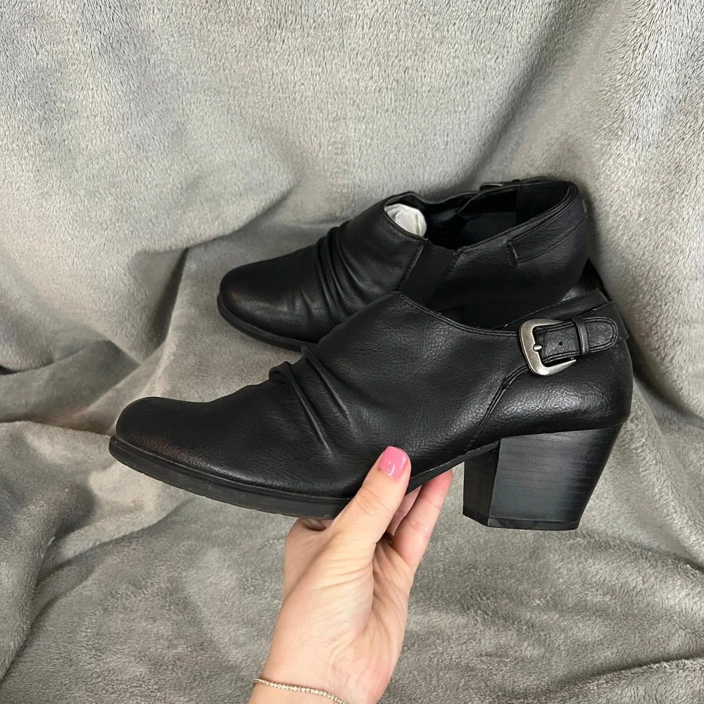 Kim Rogers Mazy Shootie Womens 10 Black Clog Shoes Leather‎ Ankle Boot